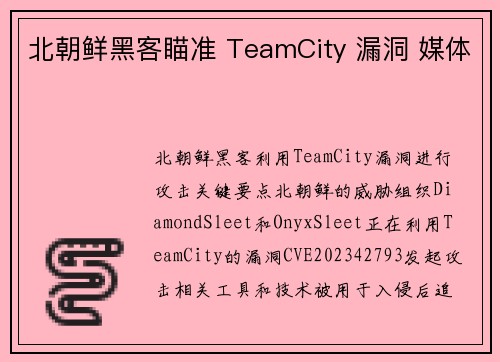北朝鲜黑客瞄准 TeamCity 漏洞 媒体