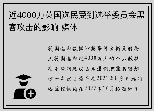 近4000万英国选民受到选举委员会黑客攻击的影响 媒体