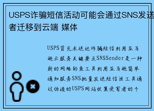 USPS诈骗短信活动可能会通过SNS发送者迁移到云端 媒体
