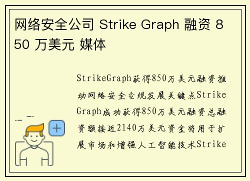 网络安全公司 Strike Graph 融资 850 万美元 媒体